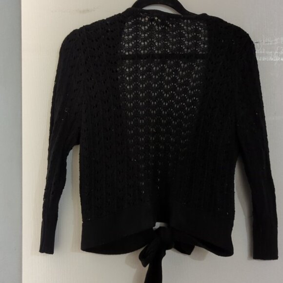 Black Crochet Cropped Sweater 100% Cotton - Picture 1 of 4